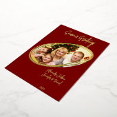 深いミニマルレッドシーズンズグリーティングクリスマス 箔シーズンカード (回転した状態)