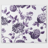 深いムルベリーパープルボタニカルフローラトイル ラッピングペーパー (フラット)