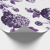 深いムルベリーパープルボタニカルフローラトイル ラッピングペーパー (角)