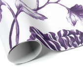 深いムルベリーパープルボタニカルフローラトイル ラッピングペーパー (ロールコーナー)