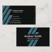 深いモダンティール(緑がかった色)赤シャイニーな金属グリッターかわいい 名刺 (正面/裏面)