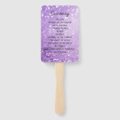 深いモダンパープルグリッター結婚式 プログラム ハンドファン (裏面)