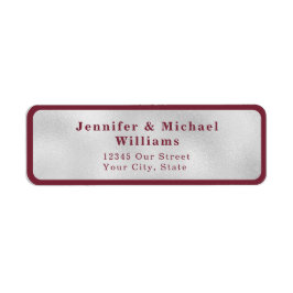 深いモダンブルゴーニュ・シルバーグレイ結婚ズ ラベル