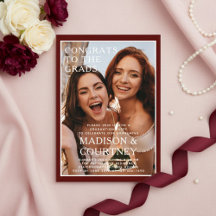 深いモダンレッドジンガム写真卒業パーティー