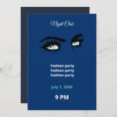 深いライトブルー無地のカラースケッチ女性一覧 招待状 (正面/裏面)