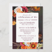 深いリッチ花模様葬儀お祝いの生活 招待状 (正面)