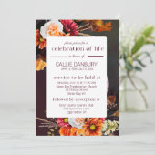 深いリッチ花模様葬儀お祝いの生活 招待状 (スタンド正面)