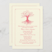 深いルートピンクバプテスマ招待状 招待状 (正面/裏面)