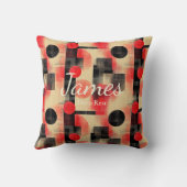 深いレストパーソナライズされた – 赤と黒のジオメトリック クッション (裏面)