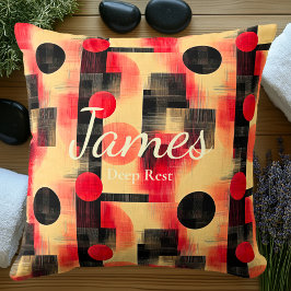 深いレストパーソナライズされた – 赤と黒のジオメトリック クッション