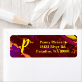 深いレッドおよび金ゴールドアルコールイ絵画ンク ラベル (インサイチュ)