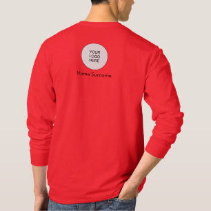 深いレッドここにアップロードロゴを追加モダンMens Tシャツ