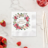 深いレッドとピンクの水カラーバラブライダルシャワー 縁ありカクテルナプキン (インサイチュ)