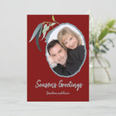深いレッドと柔離れらかいミニマルカップルのクリスマス シーズンカード (スタンド正面)