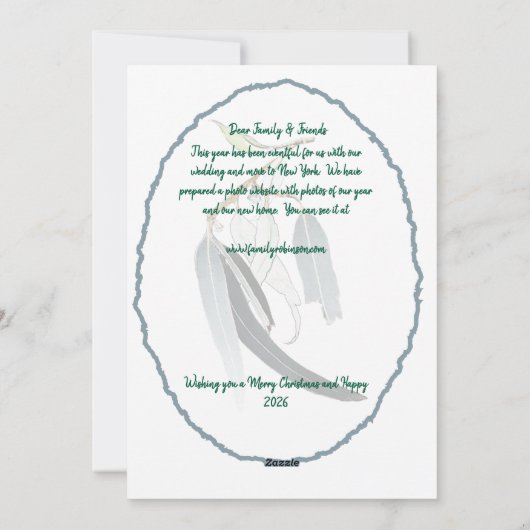 深いレッドと柔離れらかいミニマルカップルのクリスマス シーズンカード (裏面)