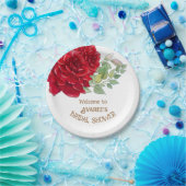 深いレッドウォーター色バラブライダルシャワー ペーパープレート (パーティー)