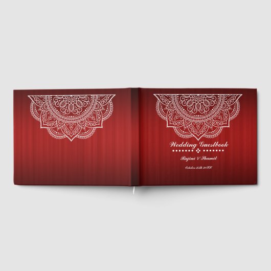 深いレッドエレガントブルゴーニュペイズリーマンダラ ゲストブック (全面)