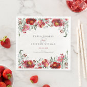 深いレッドガーデンフラワーウォーターカラーフレーム (インサイチュ)