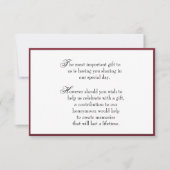 深いレッドギフトの情報カードの結婚挿入 招待状 (正面)