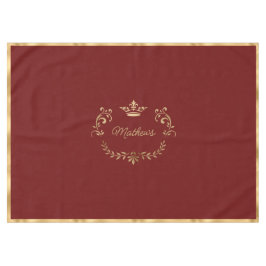 深いレッドクラウンクレストパーソナライズされたテーブルクロス テーブルクロス