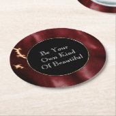 深いレッドサウスウエストコウィド ラウンドペーパーコースター (アングル)