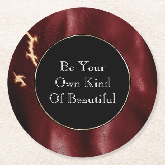 深いレッドサウスウエストコウィド ラウンドペーパーコースター (正面)