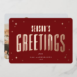 深いレッドシーズングリーティングレトロスターズフォト 箔シーズンカード