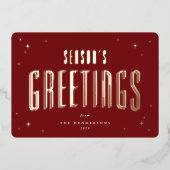 深いレッドシーズングリーティングレトロスターズフォト 箔シーズンカード (正面)