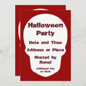 深いレッドスカルカットアウトシルエット 招待状 (正面/裏面)