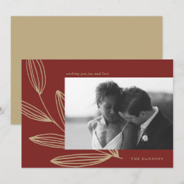 深いレッドスプラウト写真ホリデーカード シーズンカード