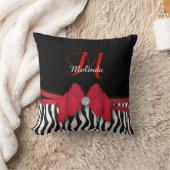 深いレッドゼブラボーストライプのド|パーソナライズされた| クッション (ブランケット)