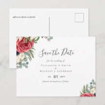 深いレッドネイビーフローラユーカリプトゥスグリーン結婚リー