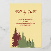 深いレッドバターイエローツリーズメリークリスマス金ゴールド 箔招待状 (裏面)