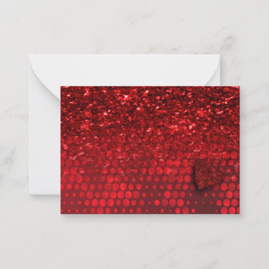 深いレッドフェイクグリッターライトサンキューカード ノートカード (裏面)