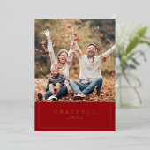 深いレッドフォイル感謝祭の家族のフォトカード 箔シーズンカード (立ち正面)
