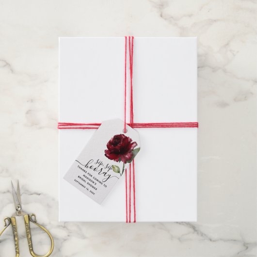 深いレッドフラワーシップsipホレイフェイバーブライダルシャワー ギフトタグ (より糸付き)