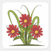 深いレッドフラワーズスクエアシール スクエアシール (正面)