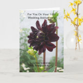深いレッドブラックダリア14結婚周年 カード (黄色い花)