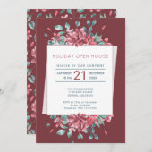 深いレッドブルゴーニュ開花ホリデーオープンハウス 招待状 (正面/裏面)