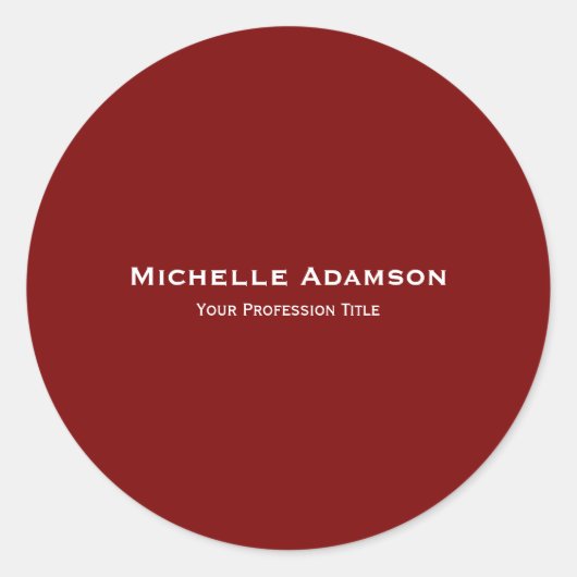 深いレッドプロフェッショナルプレーンモダン ラウンドシール (正面)