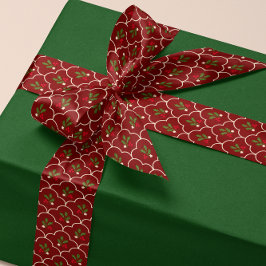 深いレッドホタロプホリーブランチベリークリスマス サテンリボン