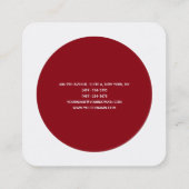 深いレッドホワイトミニマルモダンプロフェッショナル スクエア名刺 (裏面)