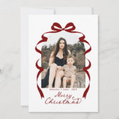 深いレッドボウフォトメリークリスマスアーチ シーズンカード (正面)