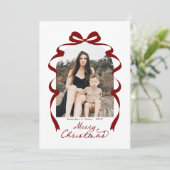 深いレッドボウフォトメリークリスマスアーチ シーズンカード (スタンド正面)