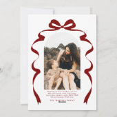 深いレッドボウフォトメリークリスマスアーチ シーズンカード (裏面)