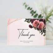 深いレッドマルーンmauve赤面ブルゴーニュ金ゴールド枠 サンキューカード (スタンド正面)