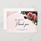 深いレッドマルーンmauve赤面ブルゴーニュ金ゴールド枠 サンキューカード (正面/裏面)