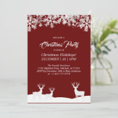 深いレッドメリークリスマスパーティー 招待状 (スタンド正面)