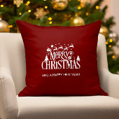 深いレッドメリークリスマス クッション