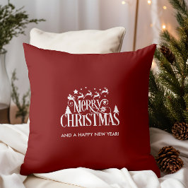 深いレッドメリークリスマス クッション